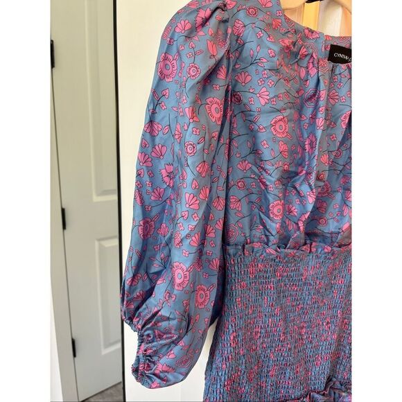 NWT Cynthia Rowley smocked silk twill dress, Small $495 - Picture 8 of 11